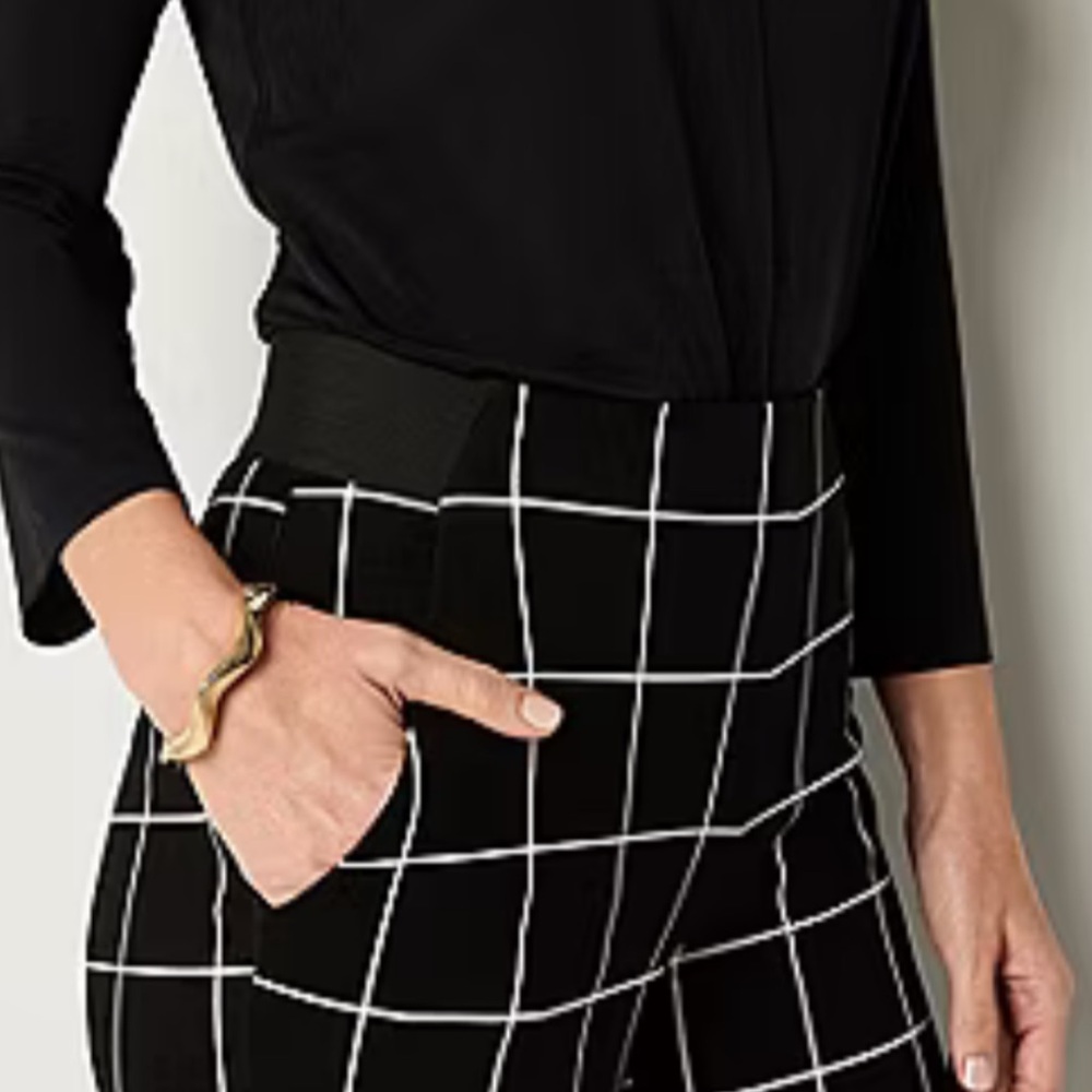 Liz Claiborne Audra Black White Stretch Pants